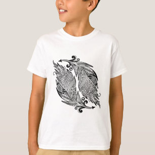 Geïnspireerde schets van veren t-shirt