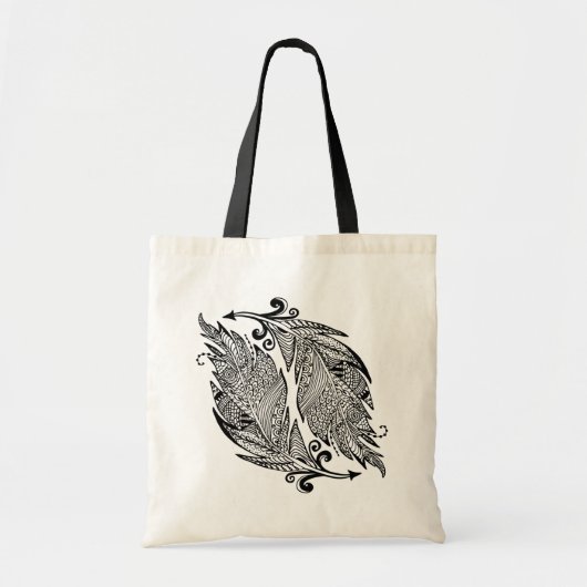 Geïnspireerde schets van veren tote bag (Voorkant)