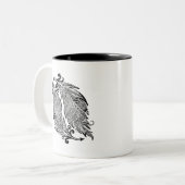 Geïnspireerde schets van veren tweekleurige koffiemok (Voorkant links)