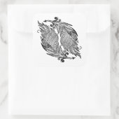 Geïnspireerde schets van veren vierkante sticker (Tas)