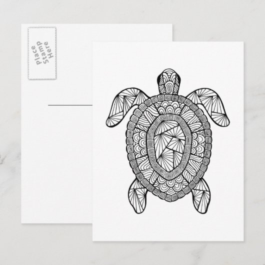 Geïnspireerde schildpad briefkaart (Voorkant / Achterkant)