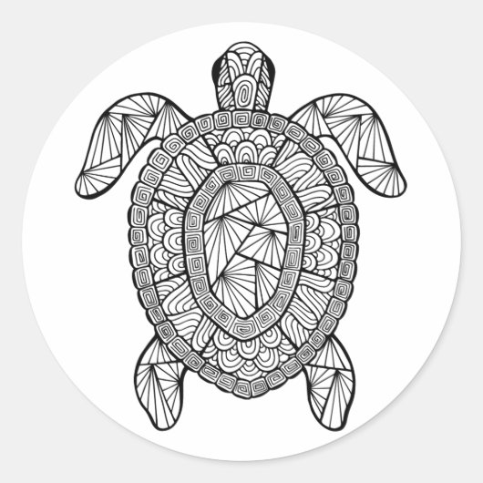 Geïnspireerde schildpad ronde sticker (Voorkant)
