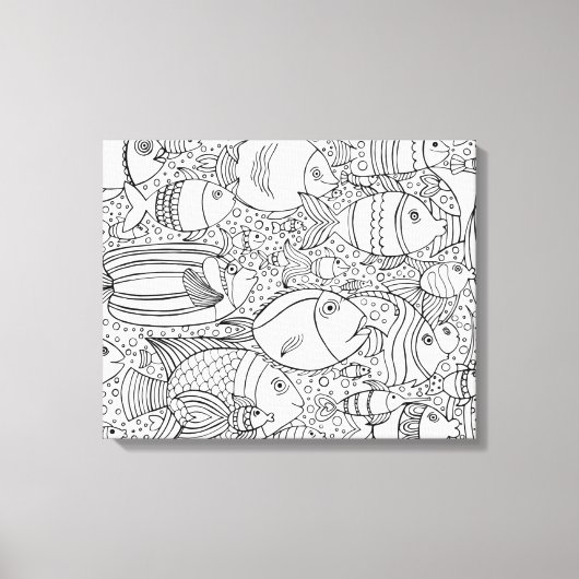 Geïnspireerde School of Fish 6 Canvas Afdruk (Voorkant)
