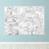 Geïnspireerde School of Fish 6 Canvas Afdruk (Insitu (Houten vloer))