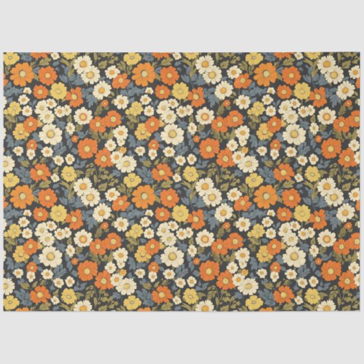  geïnspireerde Sinaasappel en gele Daisy Floral Tissuepapier (Voorkant)