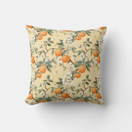-geïnspireerde Sinaasappel Grove Bloemen Patroon Kussen