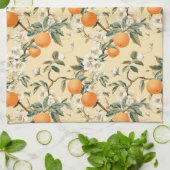 -geïnspireerde Sinaasappel Grove Bloemen Patroon Theedoek (Gevouwen)