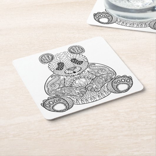 Geïnspireerde stammenpanda kartonnen onderzetters (Schuin)