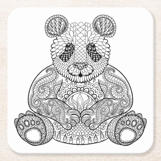 Geïnspireerde stammenpanda kartonnen onderzetters (Voorkant)