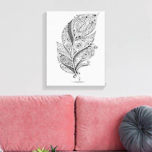 Geïnspireerde Tribal Feather 6 Canvas Afdruk (Insitu (Woonkamer))