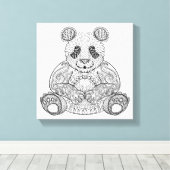 Geïnspireerde Tribal Panda 6 Canvas Afdruk (Insitu (Houten vloer))