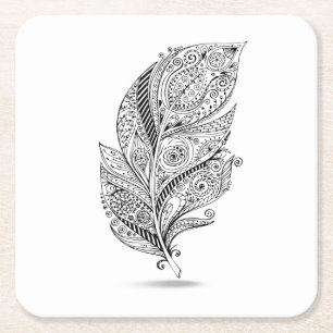 Geïnspireerde tribale doether kartonnen onderzetters