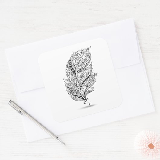 Geïnspireerde tribale doether vierkante sticker (Envelop)