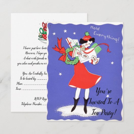Geïnspireerde uitnodiging van de Tea Party van de (Voorkant / Achterkant)