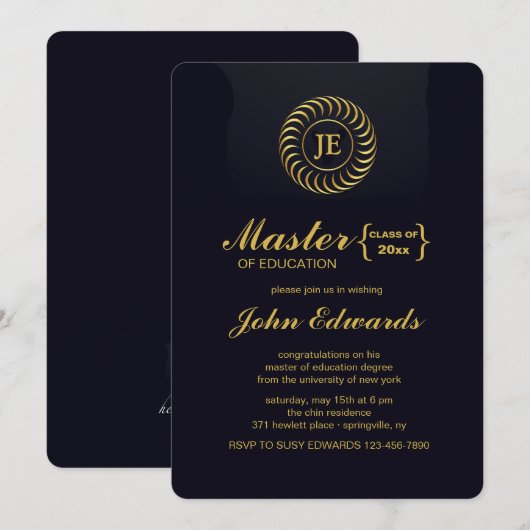 Geïnspireerde Uitnodiging voor afstudeerfeest (Voorkant / Achterkant)