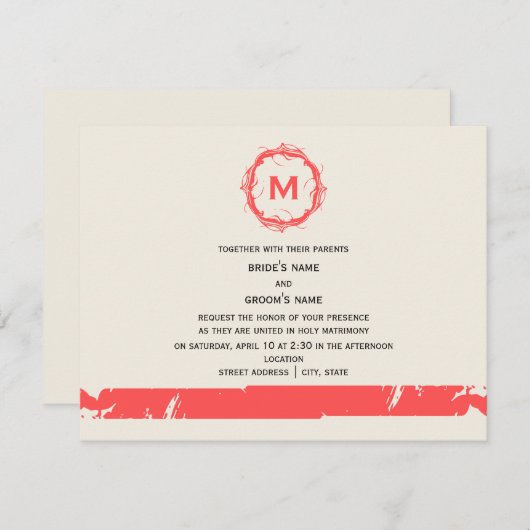 geïnspireerde uitnodiging voor een monogram - roo (Voorkant / Achterkant)