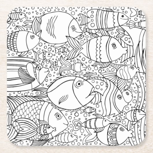 Geïnspireerde visschool kartonnen onderzetters (Voorkant)