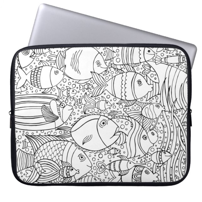 Geïnspireerde visschool laptop sleeve (Voorkant)