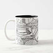 Geïnspireerde visschool tweekleurige koffiemok (Links)