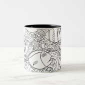 Geïnspireerde visschool tweekleurige koffiemok (Center)