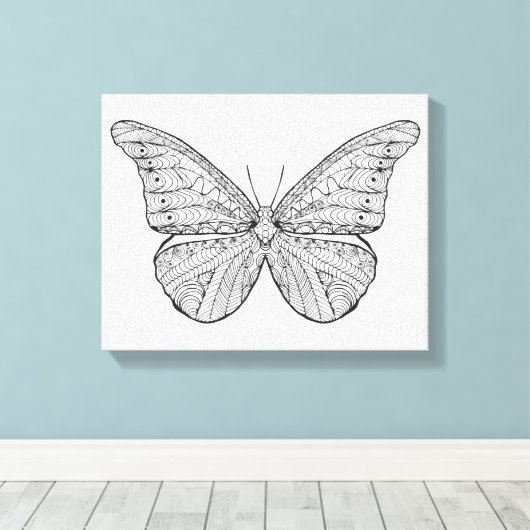 Geïnspireerde vlinder canvas afdruk (Insitu (Houten vloer))