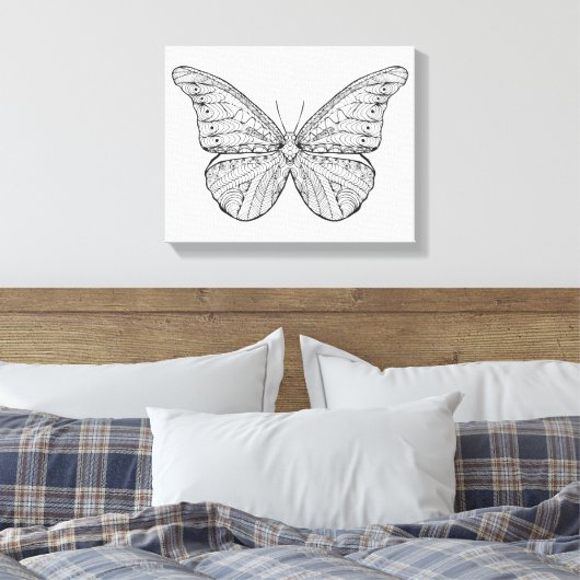 Geïnspireerde vlinder canvas afdruk (Insitu (Slaapkamer))