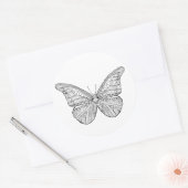 Geïnspireerde vlinder ronde sticker (Envelop)
