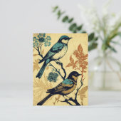 geïnspireerde vogels die op een vertakking worden briefkaart (Staand voorkant)