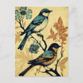  geïnspireerde vogels die op een vertakking worden briefkaart (Voorkant)