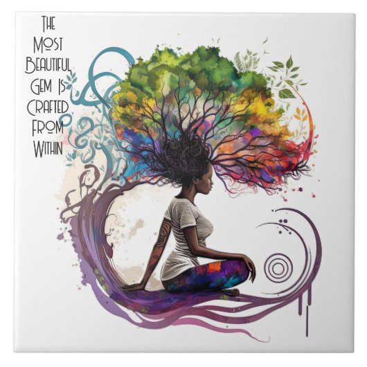 Geïnspireerde vrouw gemaakt in keramische Tegel Tegeltje (Voorkant)