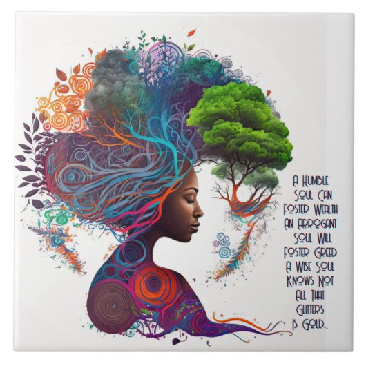 Geïnspireerde Vrouw Glitters & Gouden Keramische T Tegeltje (Voorkant)