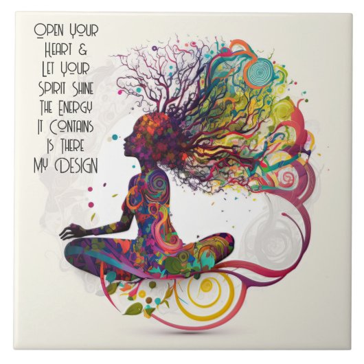 Geïnspireerde Vrouw Open Hart Keramische Tegel Tegeltje (Voorkant)