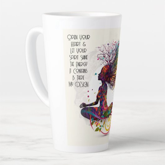 Geïnspireerde vrouw Open Heart Latte Mok (Linkerhoek)