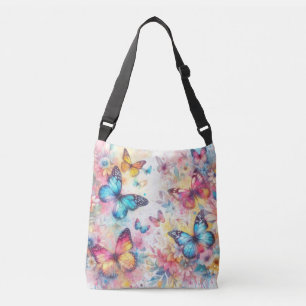  geïnspireerde Waterverf Bloemenvlinders Crossbody Tas