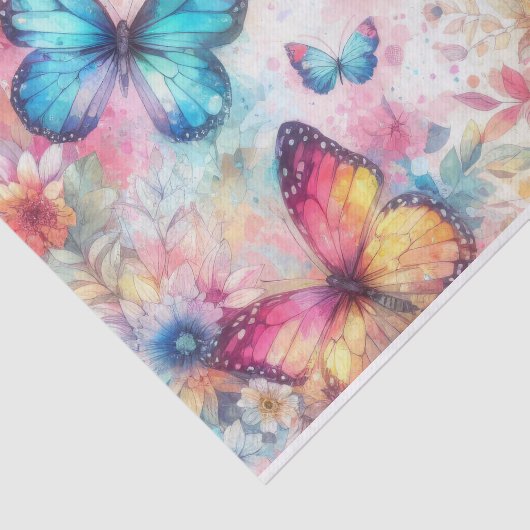 geïnspireerde Waterverf Bloemenvlinders Tissuepapier (Detail)