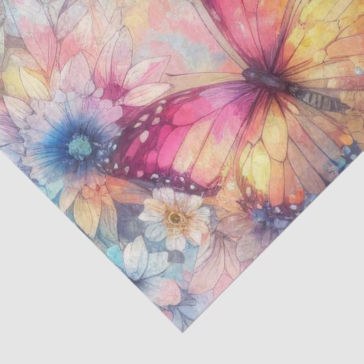  geïnspireerde Waterverf Bloemenvlinders Tissuepapier (Detail)