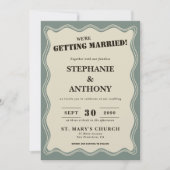  geïnspireerde Wavy Border op Sage Green Wedding Kaart (Voorkant)