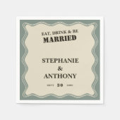 geïnspireerde Wavy Border op Sage Green Wedding Servet (Voorkant)