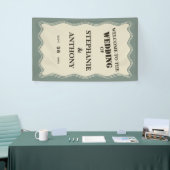  geïnspireerde Wavy Border op Sage Green Wedding Spandoek (Beurs)