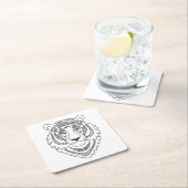 Geïnspireerde witte tijger kartonnen onderzetters (Insitu)