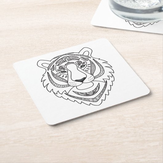 Geïnspireerde witte tijger kartonnen onderzetters (Schuin)