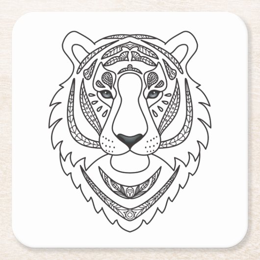 Geïnspireerde witte tijger kartonnen onderzetters (Voorkant)
