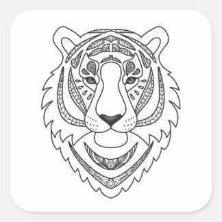 Geïnspireerde witte tijger vierkante sticker