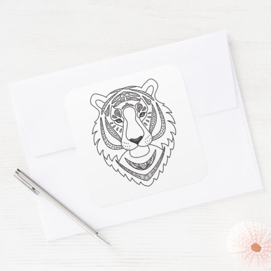Geïnspireerde witte tijger vierkante sticker (Envelop)