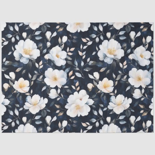   geïnspireerde witte Waterverf bloemen Tissuepapier (Voorkant)