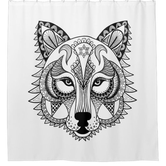 Geïnspireerde Wolf Douchegordijn (Voorkant)