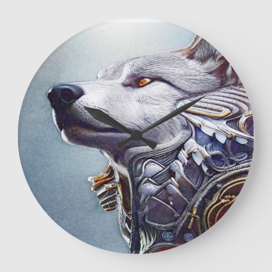 geïnspireerde Wolf Head Art - Nostalgisch Grote Klok (Voorkant)