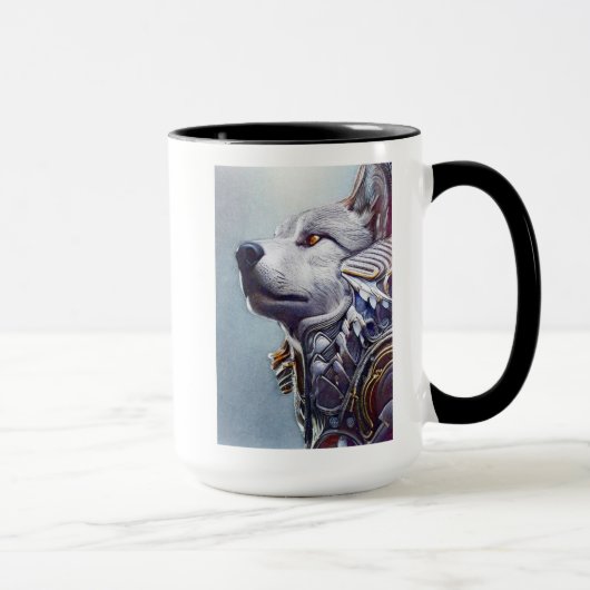 geïnspireerde Wolf Head Art - Nostalgisch Mok (Rechts)