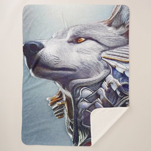 geïnspireerde Wolf Head Art - Nostalgisch Sherpa Deken (Voorkant)