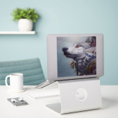 geïnspireerde Wolf Head Art - Nostalgisch Sticker (Laptop op bureau)